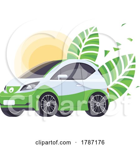 Green E Car with Leaves and Sun by beboy