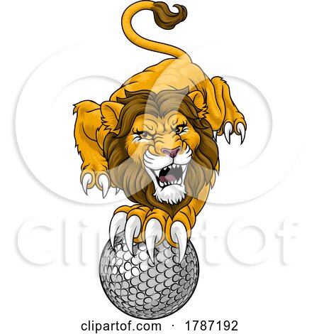 Lion Golf Animal Sports Team Mascot by AtStockIllustration