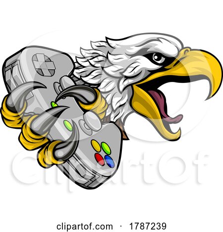 Eagle Hawk Gamer Video Game Cartoon Mascot by AtStockIllustration