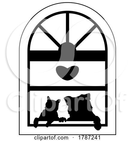 Silhouetted Cat and Dog in a Window by Lal Perera