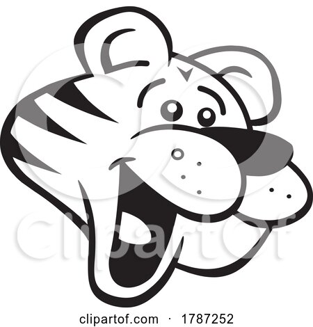 Black and White Cartoon Tiger Mascot by Johnny Sajem