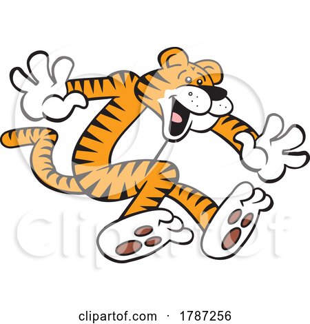 Cartoon Tiger Mascot Jumping by Johnny Sajem