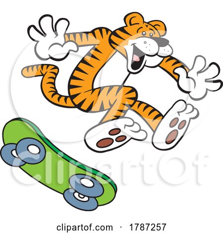 Cartoon Tiger Mascot Skateboarding by Johnny Sajem