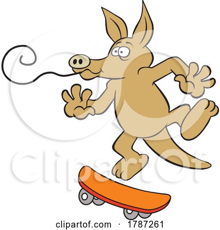 Cartoon Skateboarding Aardvark by Johnny Sajem