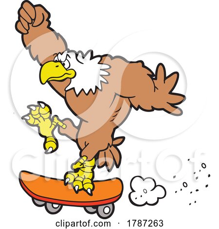 Cartoon Bald Eagle Mascot Skateboarding by Johnny Sajem