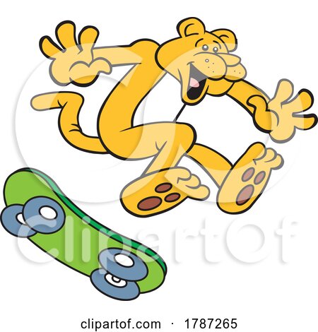 Cartoon Cougar Mascot Skateboarding by Johnny Sajem