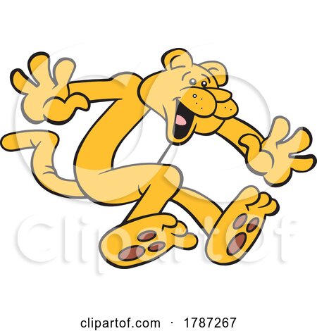 Cartoon Cougar Mascot Jumping by Johnny Sajem