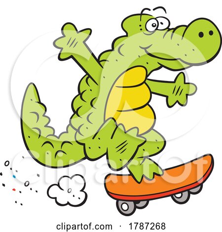 Cartoon Alligator Skateboarding by Johnny Sajem