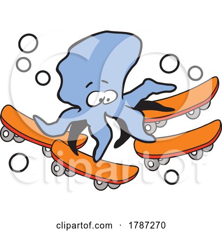 Cartoon Skater Octopus by Johnny Sajem