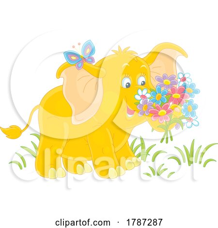 Baby Elephant with Flowers by Alex Bannykh