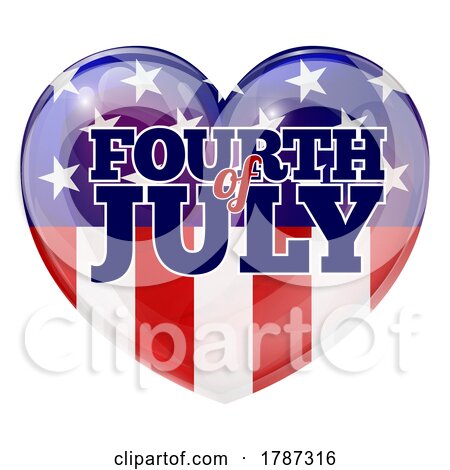Fourth of July American Flag Heart Design by AtStockIllustration