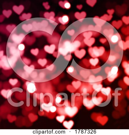 Abstract Valentines Day Background with Heart Shaped Bokeh Lights by KJ Pargeter