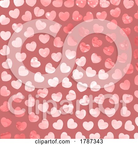 Watercolour Hearts Pattern Background for Valentines Day by KJ Pargeter