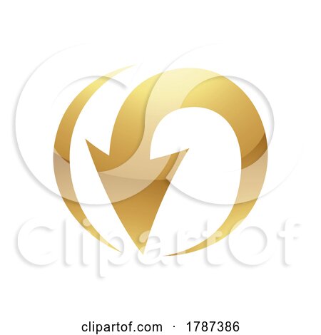 Golden Abstract Round Arrow Icon on a White Background by cidepix