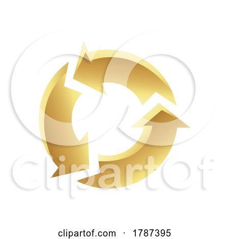Golden Round Recycling Symbol on a White Background by cidepix