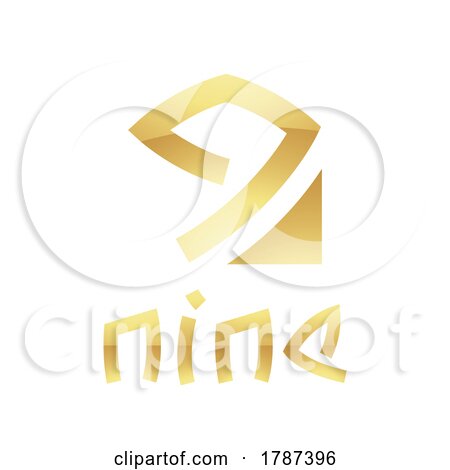Golden Symbol for Number 9 on a White Background - Icon 7 by cidepix