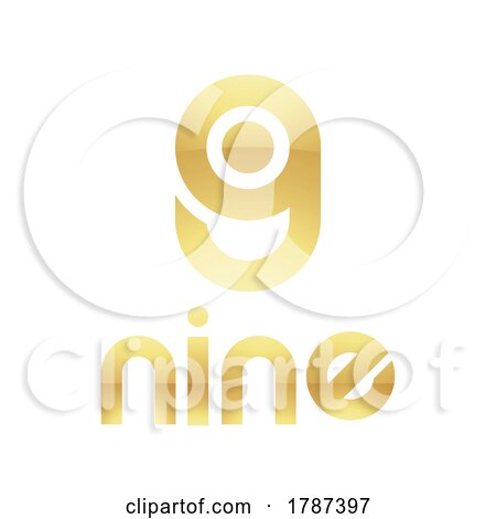 Golden Symbol for Number 9 on a White Background - Icon 8 by cidepix