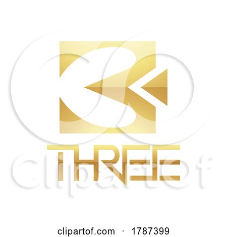 Golden Symbol for Number 3 on a White Background - Icon 2 by cidepix