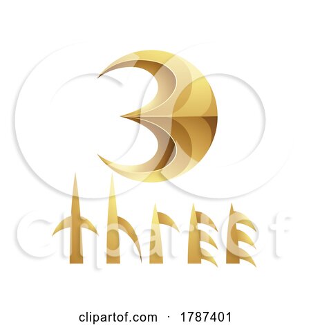 Golden Symbol for Number 3 on a White Background - Icon 5 by cidepix