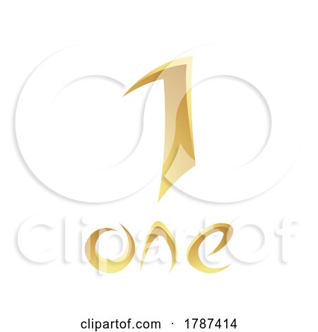Golden Symbol for Number 1 on a White Background - Icon 1 by cidepix