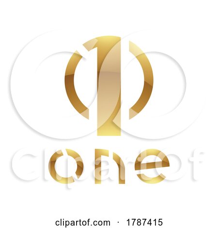 Golden Symbol for Number 1 on a White Background - Icon 2 by cidepix