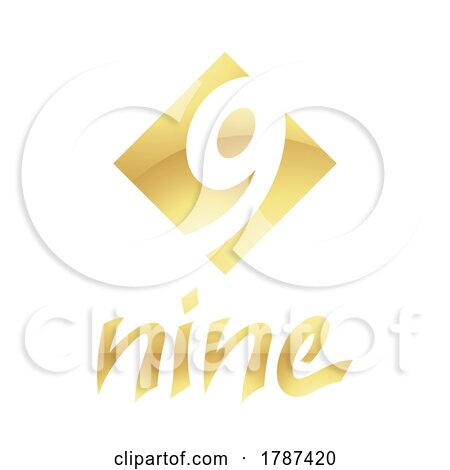 Golden Symbol for Number 9 on a White Background - Icon 6 by cidepix