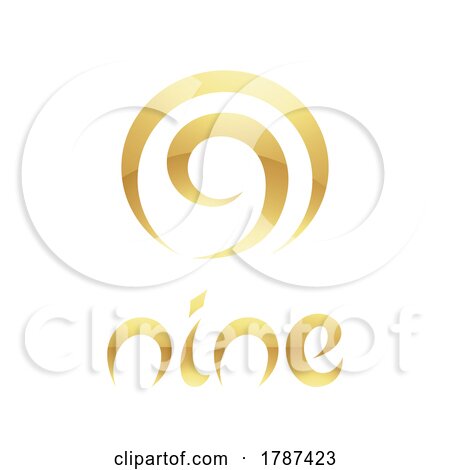 Golden Symbol for Number 9 on a White Background - Icon 2 by cidepix