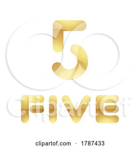 Golden Symbol for Number 5 on a White Background - Icon 5 by cidepix