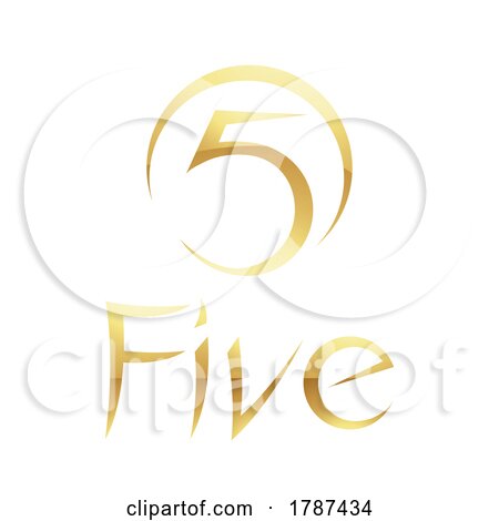 Golden Symbol for Number 5 on a White Background - Icon 6 by cidepix
