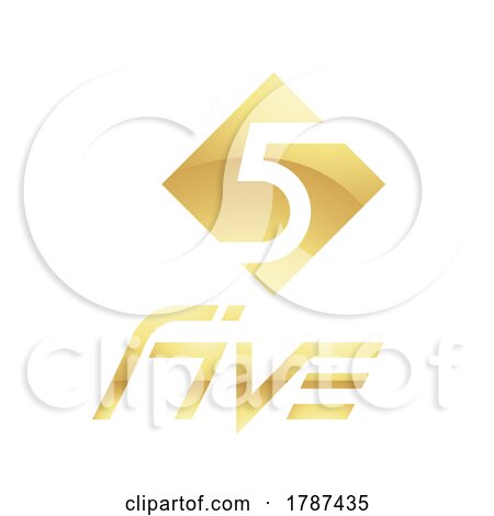 Golden Symbol for Number 5 on a White Background - Icon 7 by cidepix