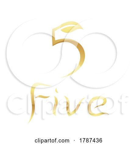 Golden Symbol for Number 5 on a White Background - Icon 8 by cidepix