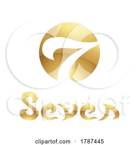 Golden Symbol for Number 7 on a White Background - Icon 4 by cidepix