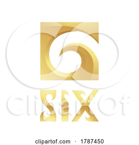 Golden Symbol for Number 6 on a White Background - Icon 5 by cidepix