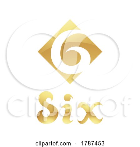 Golden Symbol for Number 6 on a White Background - Icon 8 by cidepix