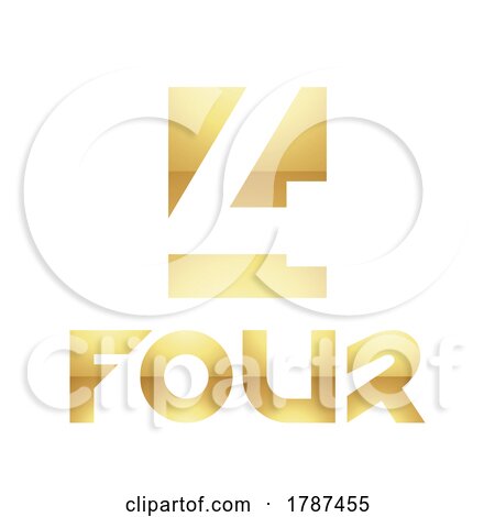 Golden Symbol for Number 4 on a White Background - Icon 9 by cidepix