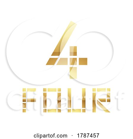 Golden Symbol for Number 4 on a White Background - Icon 8 by cidepix