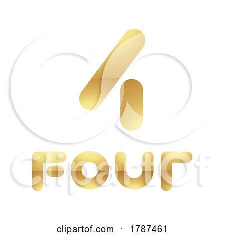 Golden Symbol for Number 4 on a White Background - Icon 5 by cidepix