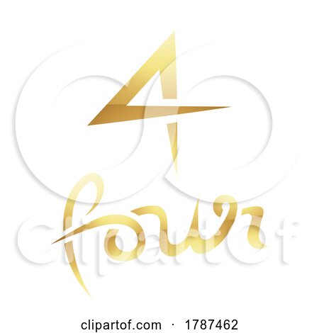 Golden Symbol for Number 4 on a White Background - Icon 3 by cidepix