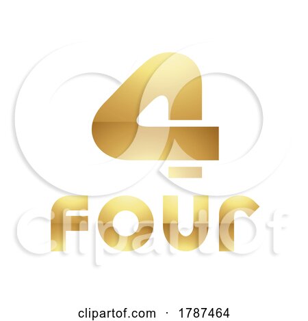 Golden Symbol for Number 4 on a White Background - Icon 1 by cidepix