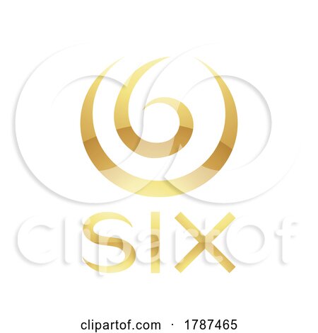 Golden Symbol for Number 6 on a White Background - Icon 1 by cidepix