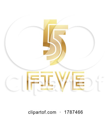 Golden Symbol for Number 5 on a White Background - Icon 2 by cidepix