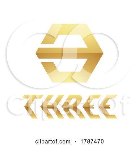 Golden Symbol for Number 3 on a White Background - Icon 7 by cidepix