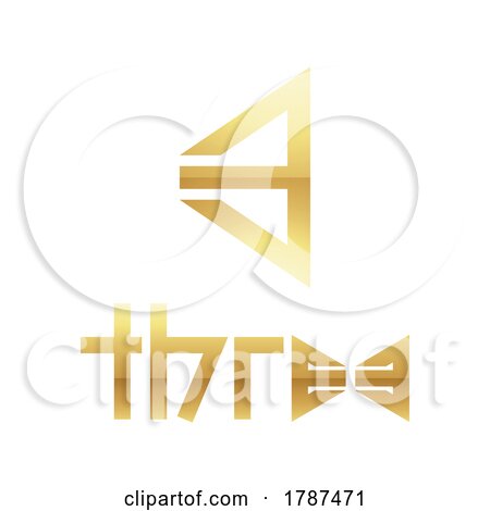 Golden Symbol for Number 3 on a White Background - Icon 6 by cidepix
