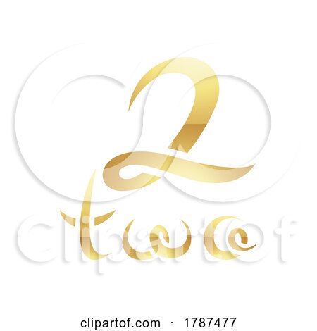 Golden Symbol for Number 2 on a White Background - Icon 1 by cidepix