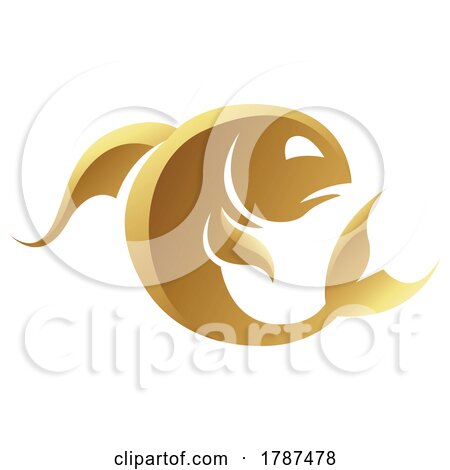 Golden Zodiac Sign Pisces on a White Background by cidepix