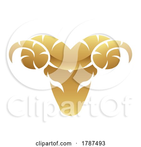 Golden Glossy Ram Icon on a White Background by cidepix