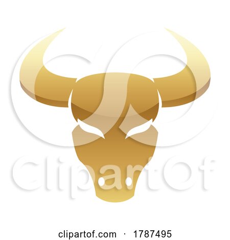Golden Glossy Bull Icon on a White Background by cidepix