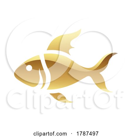 Golden Glossy Fish Icon on a White Background by cidepix