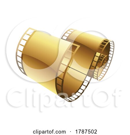 Golden Curly Film Reel on a White Background by cidepix