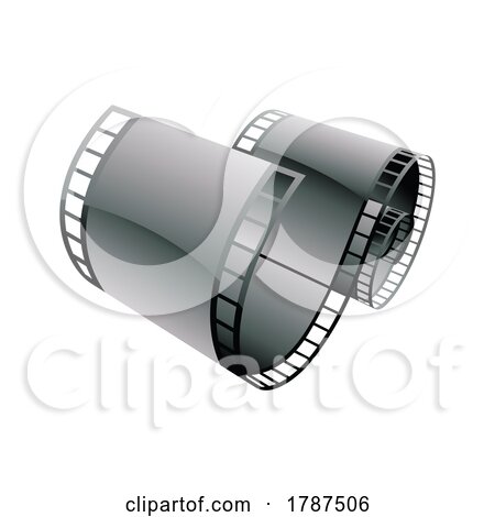 Grey Curly Film Strip on a White Background by cidepix